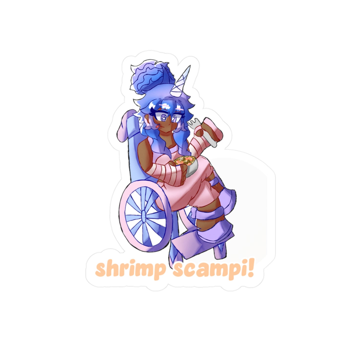 Shrimp Scampi! Pastel Hearts Sticker — Kiss-Cut Decal