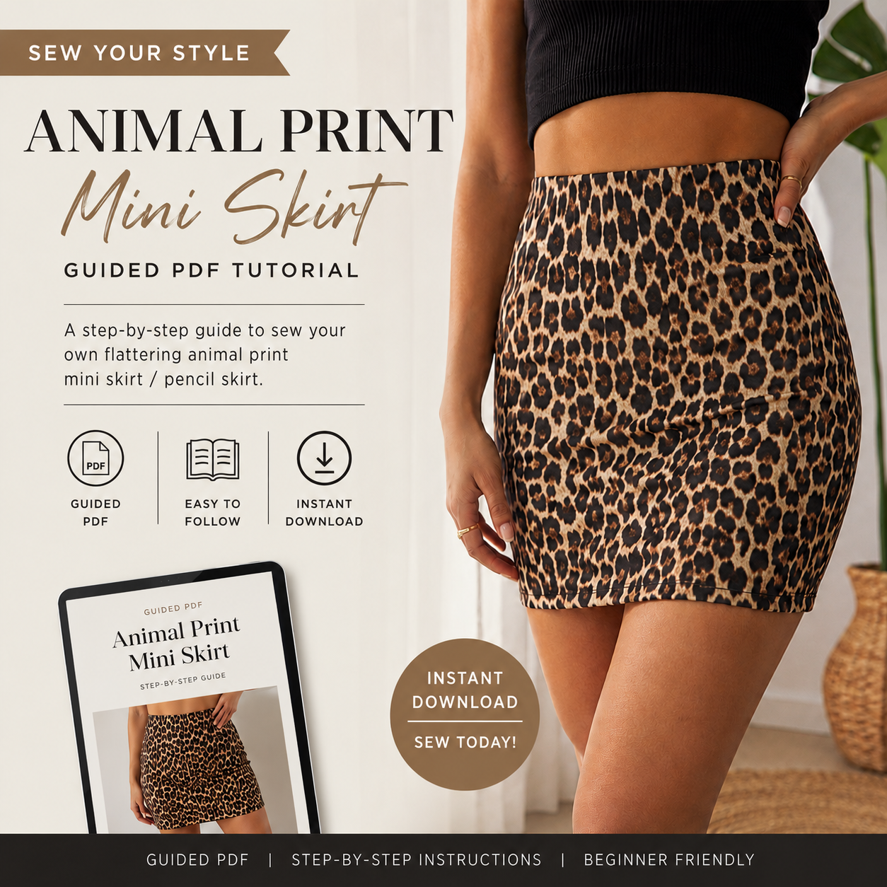 digital mini skirt sewing pdf sewing guide
